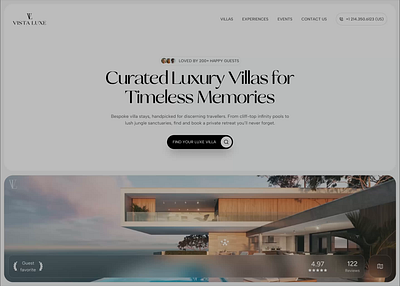 VistaLuxe Hero Concepts luxury villa uiux villa villa booking website design