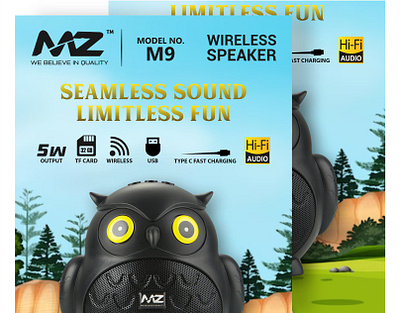 MZ M9 Wireless Speaker – Seamless Sound, Limitless Fun advertising design creative poster design graphic design marketing design modern poster visual identity