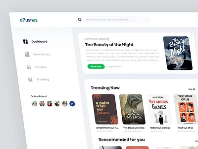 ePusnas - Digital Library Dashboard apps bookshelf app dashboard desktop digital library library library apps library dashboard online book online book app ui uiux ux