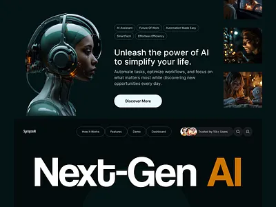 Next-Gen AI – Futuristic Landing Page Design ai animation app artificial intelligence branding design futuristic landing page next gen ui ui design uiux ux ux design web design website design