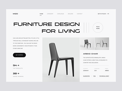 MIZO - Furniture Landing Page 3d animation app application branding chair design furniture graphic design hero illustration landing landing page logo minimal motion graphics typography ui website