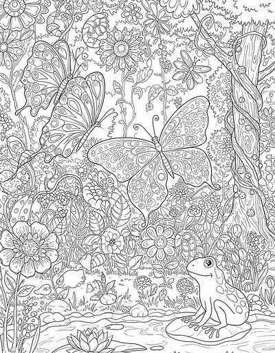 Detailed black and white coloring page