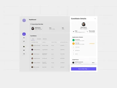 Candidate details candidate dashboard design details hr platform ui ux