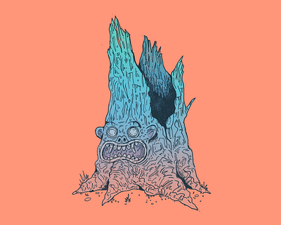 Trunk - Inktober day 14 art cartoon character character design drawing face horror illustration inktober inktober 2025 tree trunk