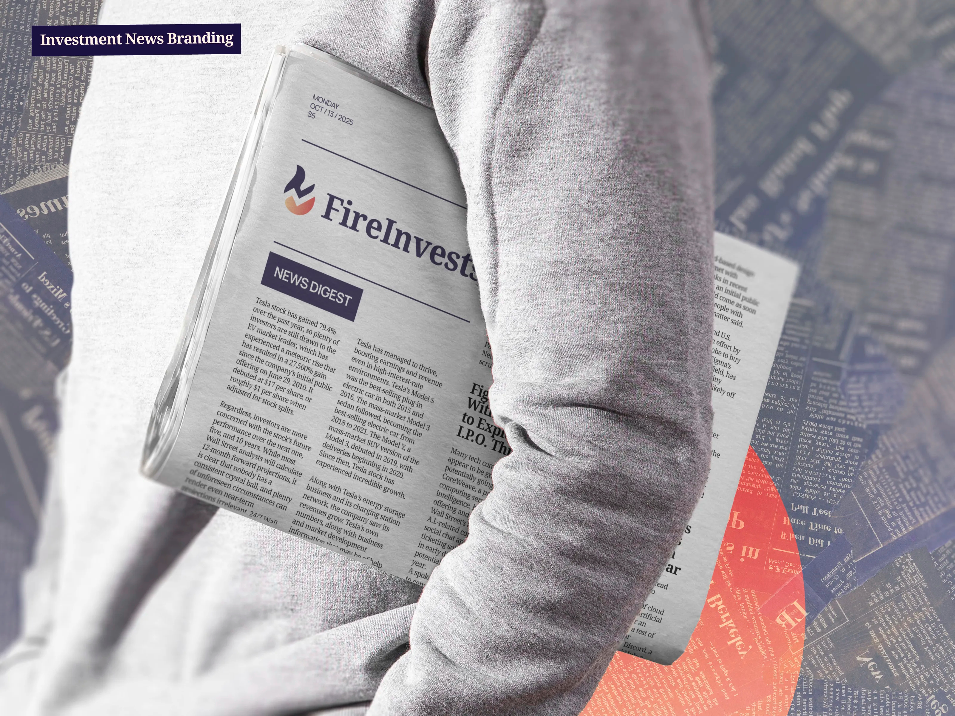 Investment News platform - Branding branding finance financial news fire investment newspaper stock market