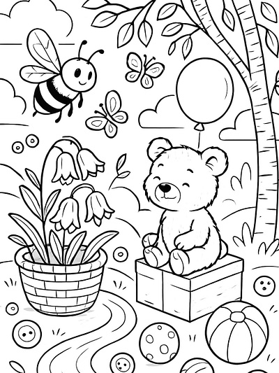 A cartoon coloring page