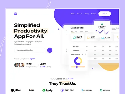 SaaS Landing page onboarding flow