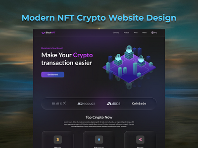 Modern NFT Crypto Website UI UX Design branding crypto website dark mode website figma landing page ui ux modern nft ui ux nft website ui ux design ui uiux ux web design
