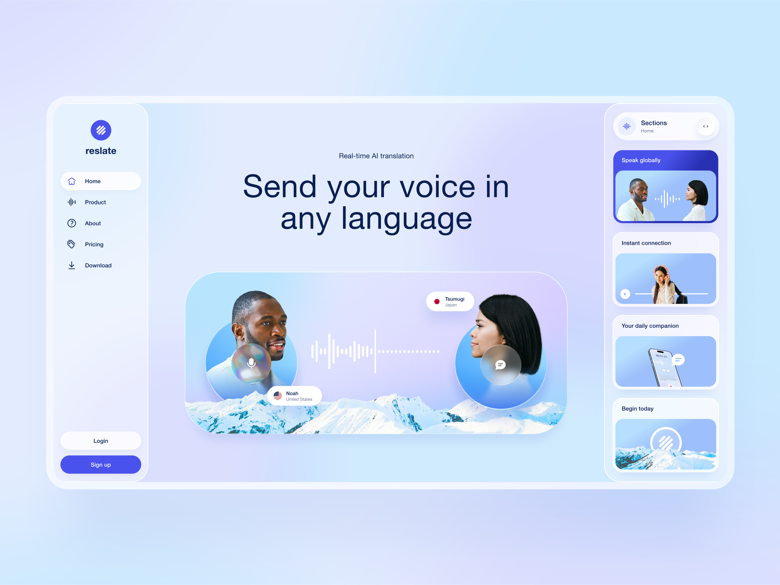 Reslate App - Website Design branding creative design illustration inspiration landing page ui ui design ux design website