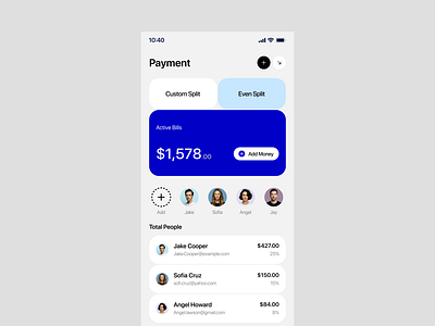 Split Bill - Mobile App Design ai ai app ai bills ai payment android app app design app development app ui fiance app fintech ios app mobile app mobile app design mobile app ui money split app payment app payment split product design split bill split bill app