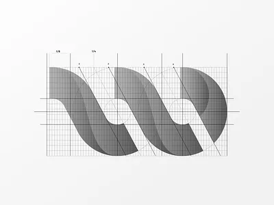 Woven - Black and White Logo gradient grid intertwined logo mark precise shading twisted weave woven