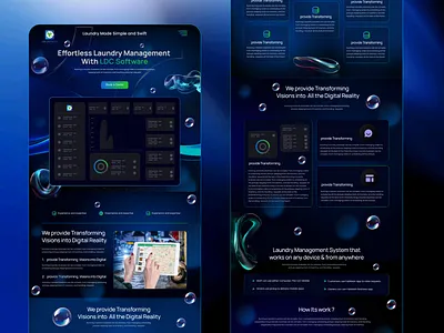 LDC - Laundry Management web UIUX 3d ui dark mode ui darkmode laundry management website modern dark ui uiux user website