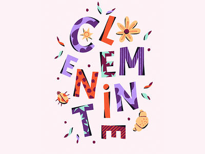 Clementine art baby character children colorful custom design flat font illustration illustrator kid name poster typography wall