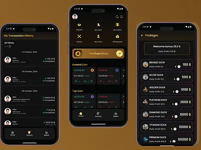 Golden Egg - Crypto App UI/UX Design 3d app development app ui crypto app crypto app uiux dark mode ui ui design uiux ux ux design