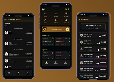 Golden Egg - Crypto App UI/UX Design 3d app development app ui crypto app crypto app uiux dark mode ui ui design uiux ux ux design
