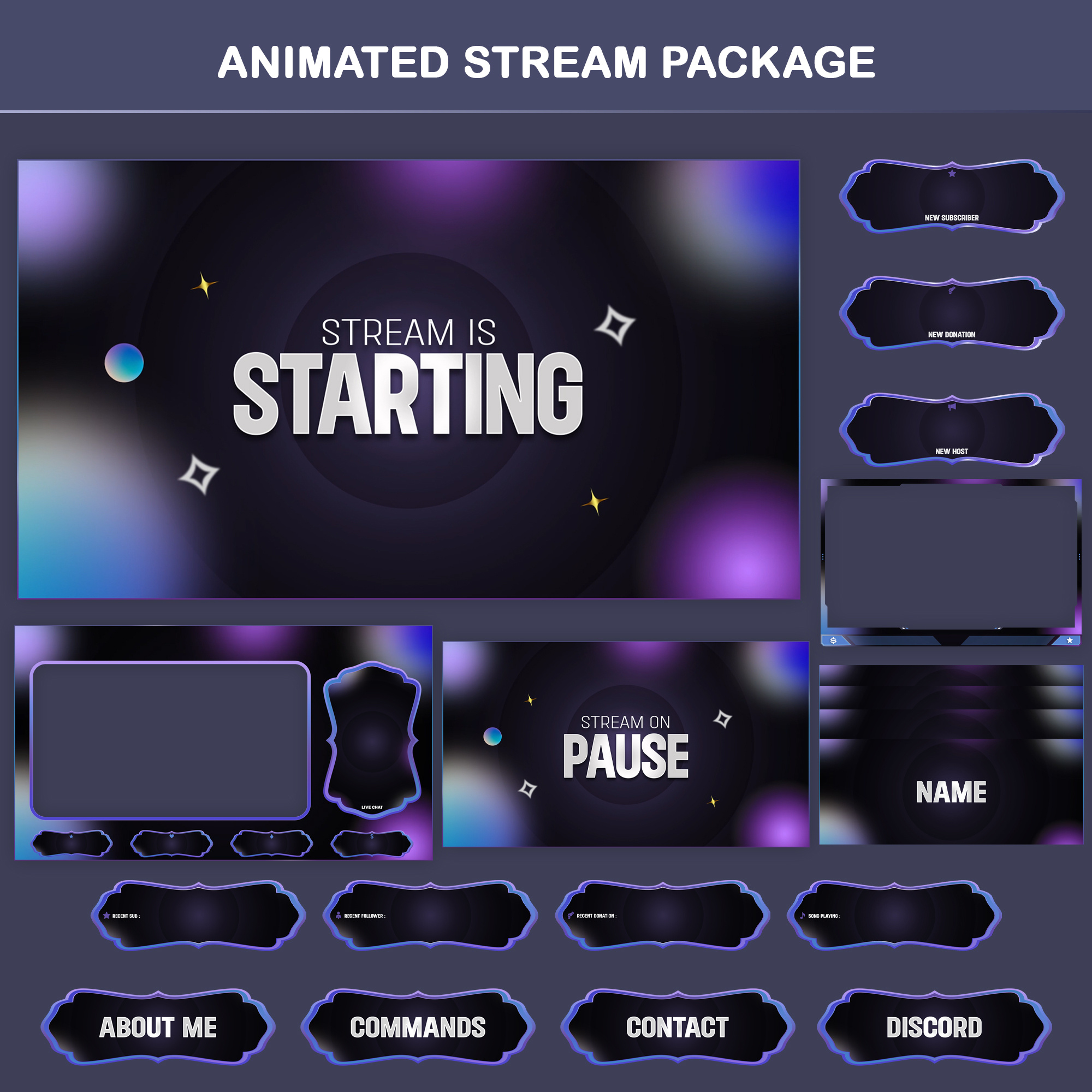 Cosmic Glow Stream Overlay I Twitch Overlay animated stream pack facecam frame gaming overlay just chatting overlay kick overlay live stream design live stream overlay obs overlay starting soon screen stream package stream panels stream screens streaming graphics streamlabs overlay twitch alerts twitch overlay twitch stream pack vectorkingstudio vtuber overlay youtube overlay