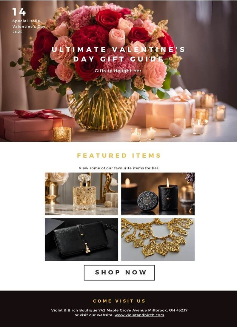 Ultimate Valentine's Day Gift Guide Email Campaign adobe photoshop branding campaign design canva design digital marketing email marketing graphic design marketing design typography