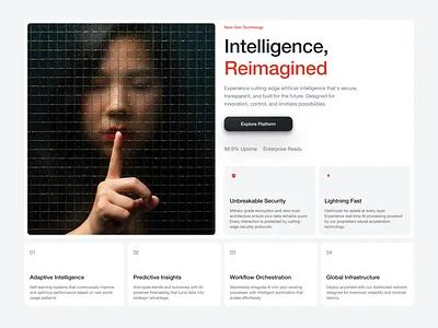 AI website section ai artificial intelligence design interface landing page minimal product design sleek ui ui design uiux ux web web design website