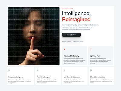 AI website section ai artificial intelligence design interface landing page minimal product design sleek ui ui design uiux ux web web design website