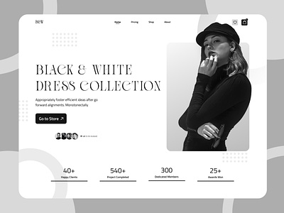 Black & White Fashion Hero Page Design black and white style bold contrasts clean lines clothes ecommerce fashion fashion hero page fashion inspiration fashion ui figma graphic design hero page landing page monochromatic fashion sophisticated style ui ui design uiux ux design woman fashion