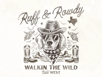 Ruff & Rowdy Design branding cowboy design dog graphic design illustration illustrator logo typography western