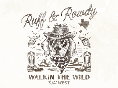 Ruff & Rowdy Design branding cowboy design dog graphic design illustration illustrator logo typography western
