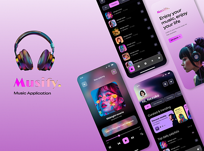 Musify - Music application UI design design illustration logo ui ux uxui website design