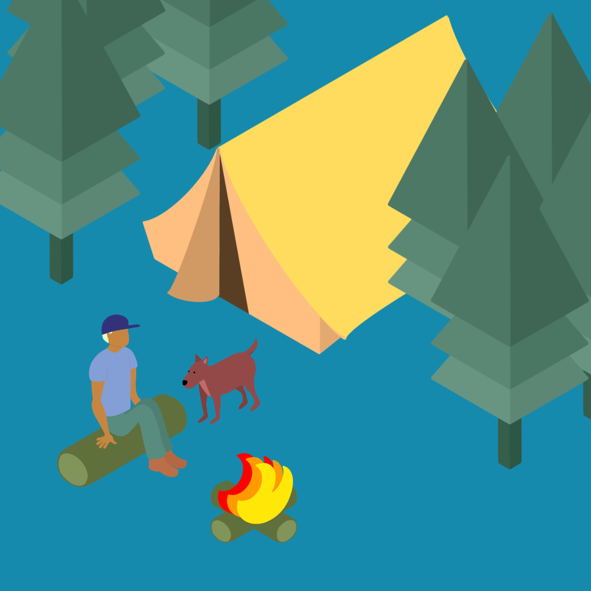 Camping 3d 3d illustration art camping design design concept digital art digital illustration forest graphic design illustration isometric isometric art isometric illustration procreate warm