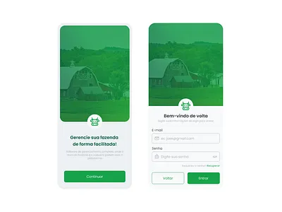 Farm Management App – Login & Onboarding Screens design farm interface login minimalist mobile ui uiux