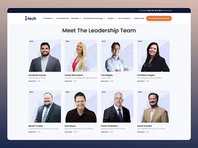 i-Tech-Modern Appointment Scheduling & Team Showcase UI Design. appointmentbookingui b2bwebdesign cleanui designinspiration itservicesdesign meettheteamui modernui modernwebdesign productdesign responsivewebdesign saasdesign startupwebsite techcompanywebsite uiuxdesign userexperience uxinspiration webdesign webflowdesign websitedesign