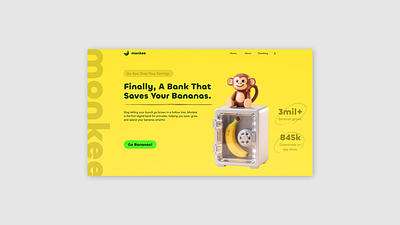 monkee bank - landing page branding design hero hero section landing page layout ui web design website design