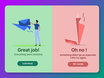 Flash Message with both the outcome for an error and success design graphic design illustration logo ui ux