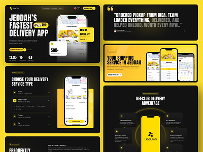Beeplus - Delivery App Landing Page app app landing page clean design dark mode deilvery delivery delivery app delivery landing page delivery service landing page mobile app website modern design ui uiux uiuxdesign web design website website design