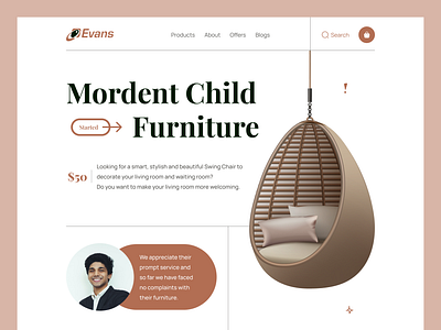 Modern Furniture Website Design bedroom chair clean design e commerce furnish furniture design futniture homedecor homepage interior landing page mhrana200 minimal modern art ofspace sofa web design website wood