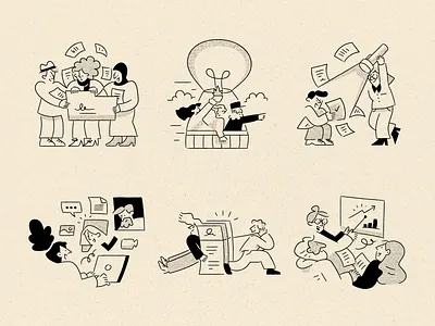 Team Outline Halftone Illustrations branding character design collaboration empty state figma flat getillustrations halftone illustrations hero illustration icons idea illustration outline people spot illustration svg icons team ui vector vector illustration
