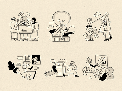 Team Outline Halftone Illustrations branding character design collaboration empty state figma flat getillustrations halftone illustrations hero illustration icons idea illustration outline people spot illustration svg icons team ui vector vector illustration