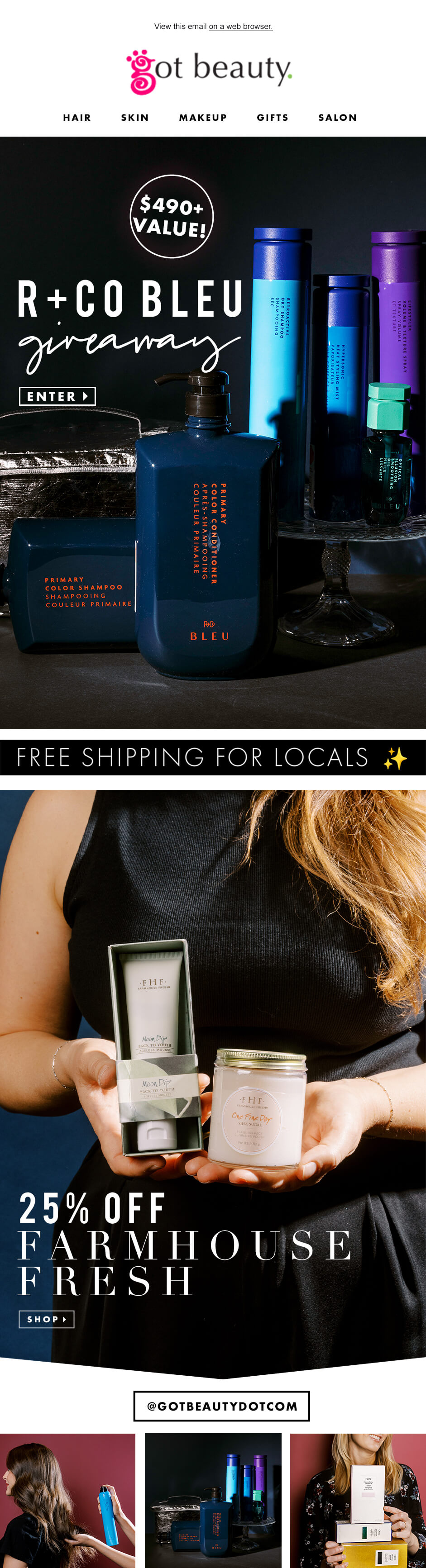 R+Co Bleu Giveaway And FarmHouse Fresh Promotion Email Campaign adobe photoshop branding campaign design design digital marketing graphic design marketing design typography web banner design