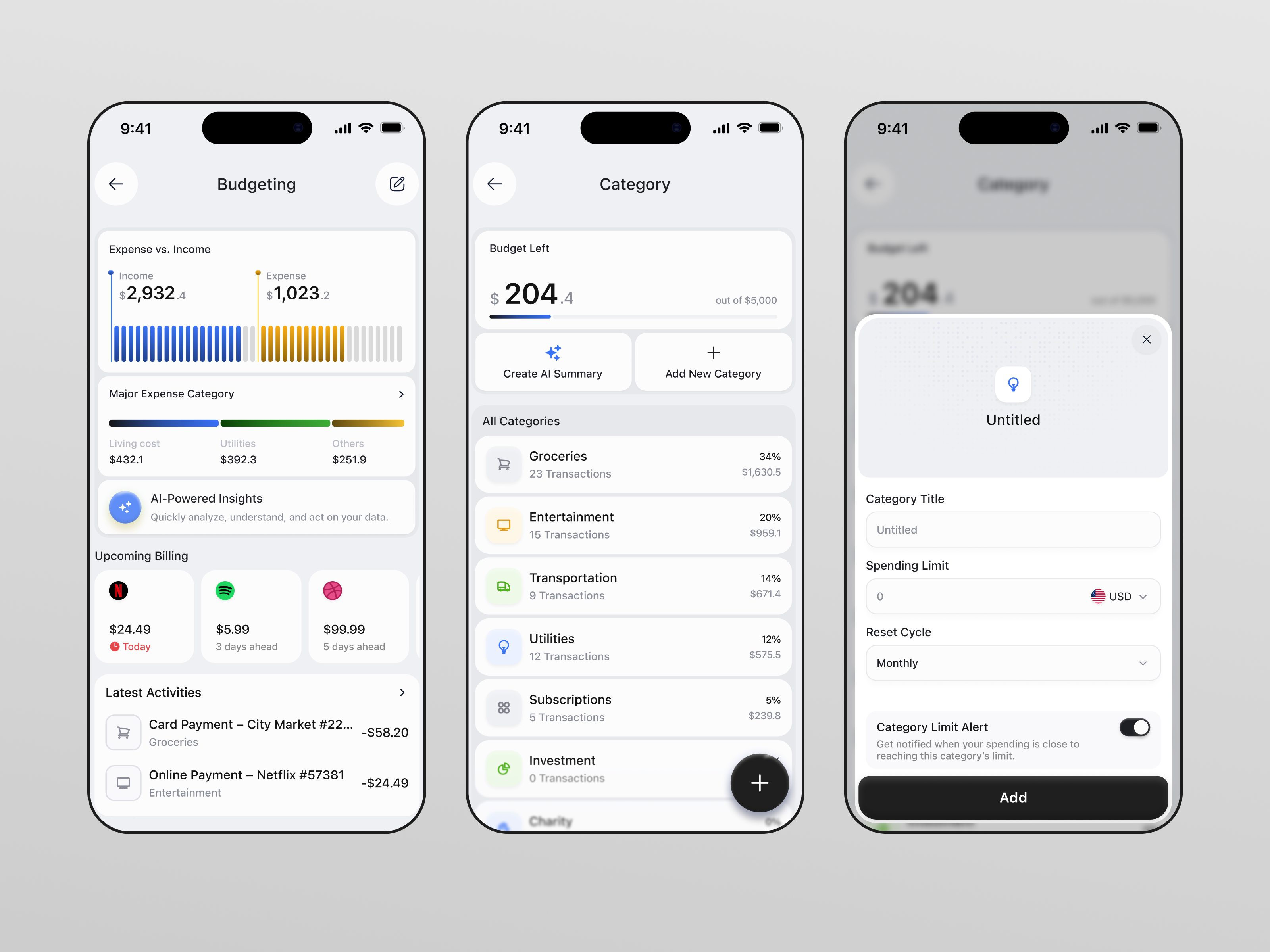 Example of Valura - Finance Mobile App [Budgeting Feature]