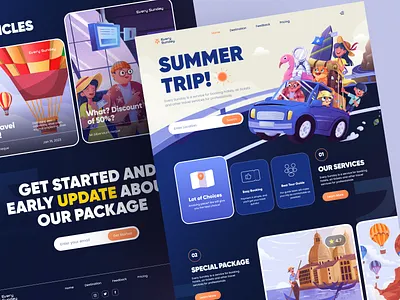 Every Sunday - Travel Service Landing Page adventure booking design flat header holiday illustration ticket travel ui vector web design