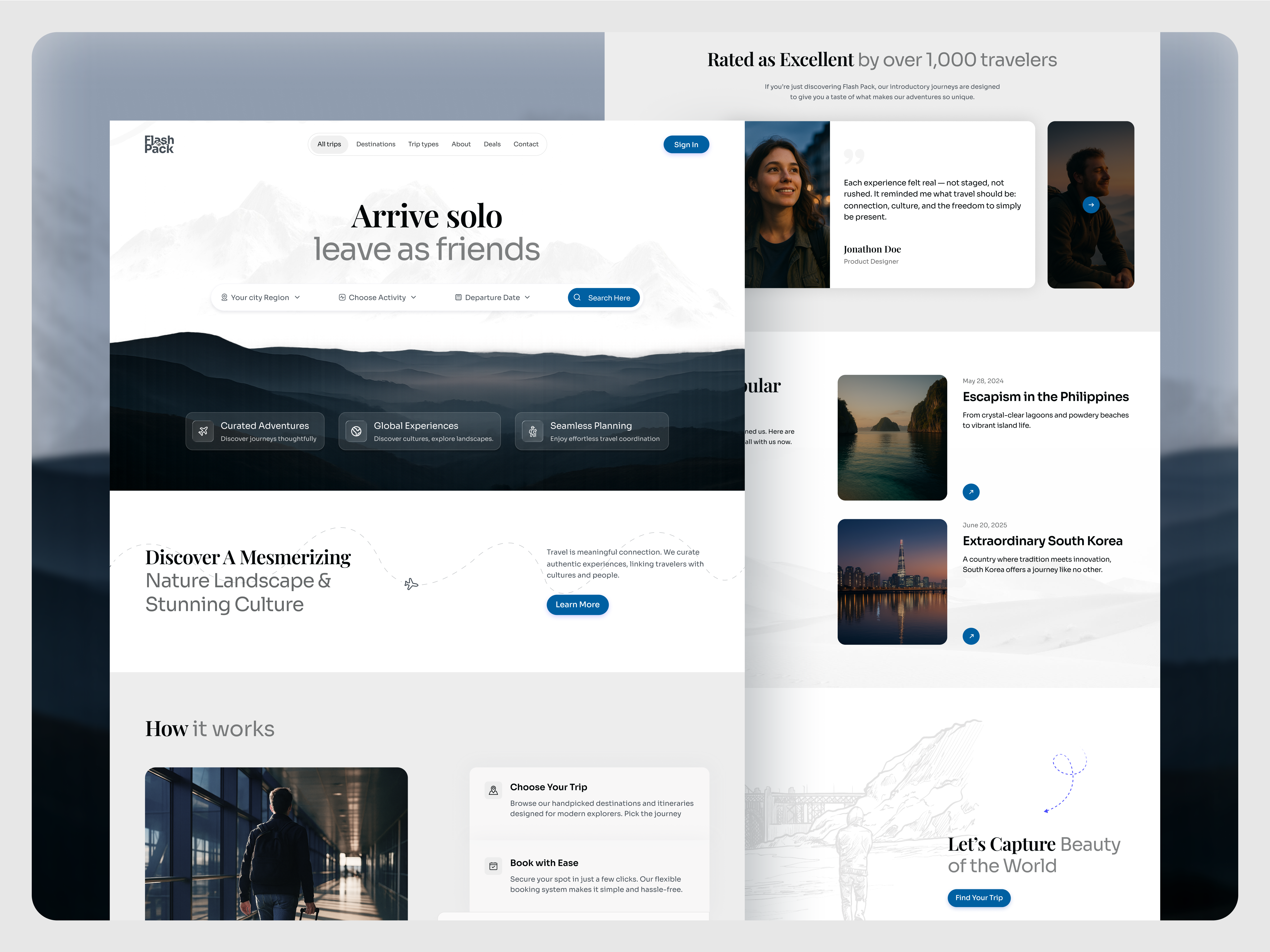 Adventure Travel Website Design adventure booking branding design landing page minimal tourism travel travel agency travel website trendy ui uiux web design website website design