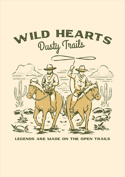 Wild Hearts, branding cactus cowboys design graphic design horse illustration logo mountain nature ui ux vector