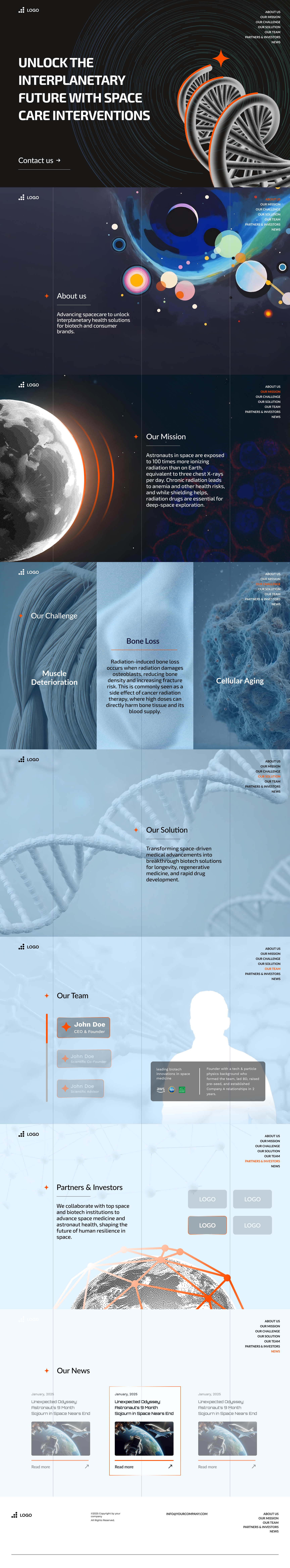 Website Design for Space Care Intervention, Pixel Anatomy Studio biomedical biotech design futuristic healthtech innovation interplanetary landingpage responsive design scifi spacecare spacemedicine uidesign uiux uxdesign webdesign website websitedesign webui