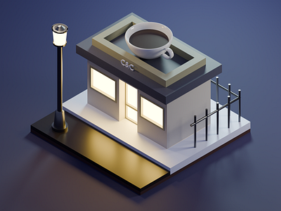 Cozy Coffee Shop 3d design