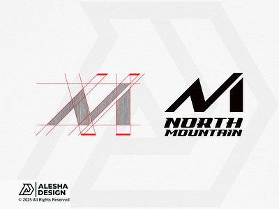 NM North Mountain Logo Design art awesome branding design graphic design icon illustration initial initials inspirations line art logo m logo mountain logo n logo nm nm logo