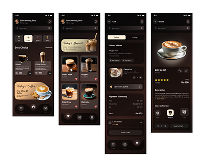 Coffee Shop Few UI Screens graphic design modern design ui