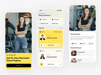 Fitness Podcast App Design app design app design concept app ui fitness app fitness podcast interface mobile mobile app mobile app design mobile interface podcast design ui design workout podcast