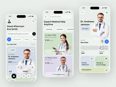 Doctor Appointment App UI – Smart Healthcare app design app ui appointment booking clean interface doctor app dribbble design health app hospital app medical dashboard medical ui mobile app mobile ui modern app ui patient care telemedicine ui design ux