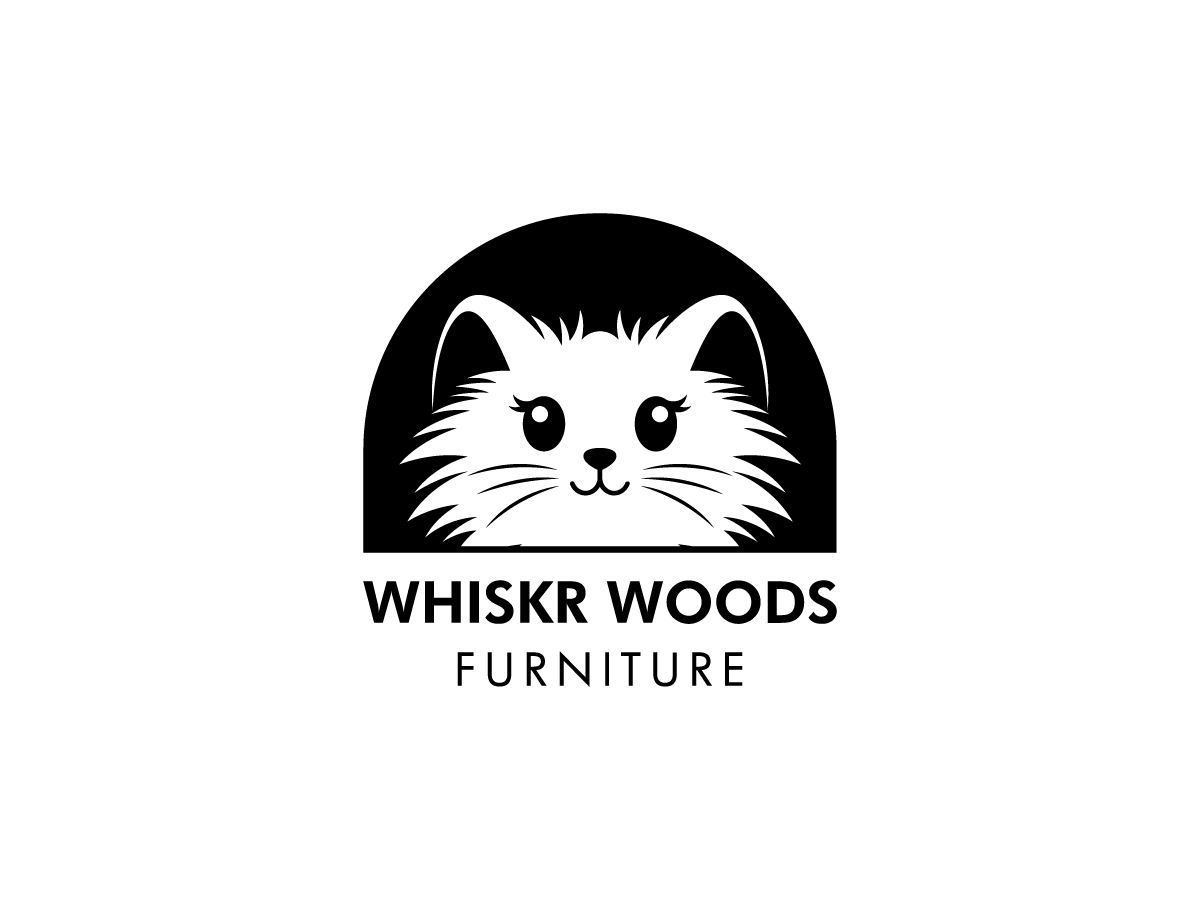 Whiskr Woods Furniture Logo & Branding awesome black and white boss branding cat cool creative custom design dog furniture guru logo minimal minimalist modern pet simple vector woods