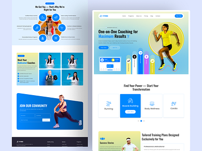 Fitness Website/Landing Page Design clean fitness fitness club fitness landing page design fitness training fitness website gym health tracking website homepage landing page modern startup landing page training website uiux website workout yoga website