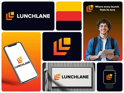 LUNCHLANE - Logo & Branding Design for Digital Agency Startup arrow logo brand book brand guidelines brand identity branding business logo consulting digital agency logo digital marketing full branding kit growth icon l logo letter l letter logo logo logo design modern logo software logo startup business logo